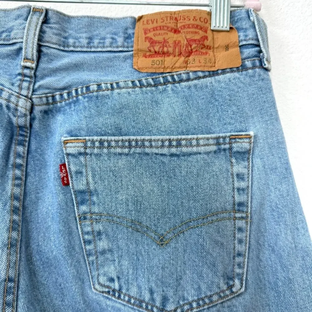 Levi’s‎ 501 Original Fit Button Fly Jeans Blue Denim Straight Leg W33 L34 Mens